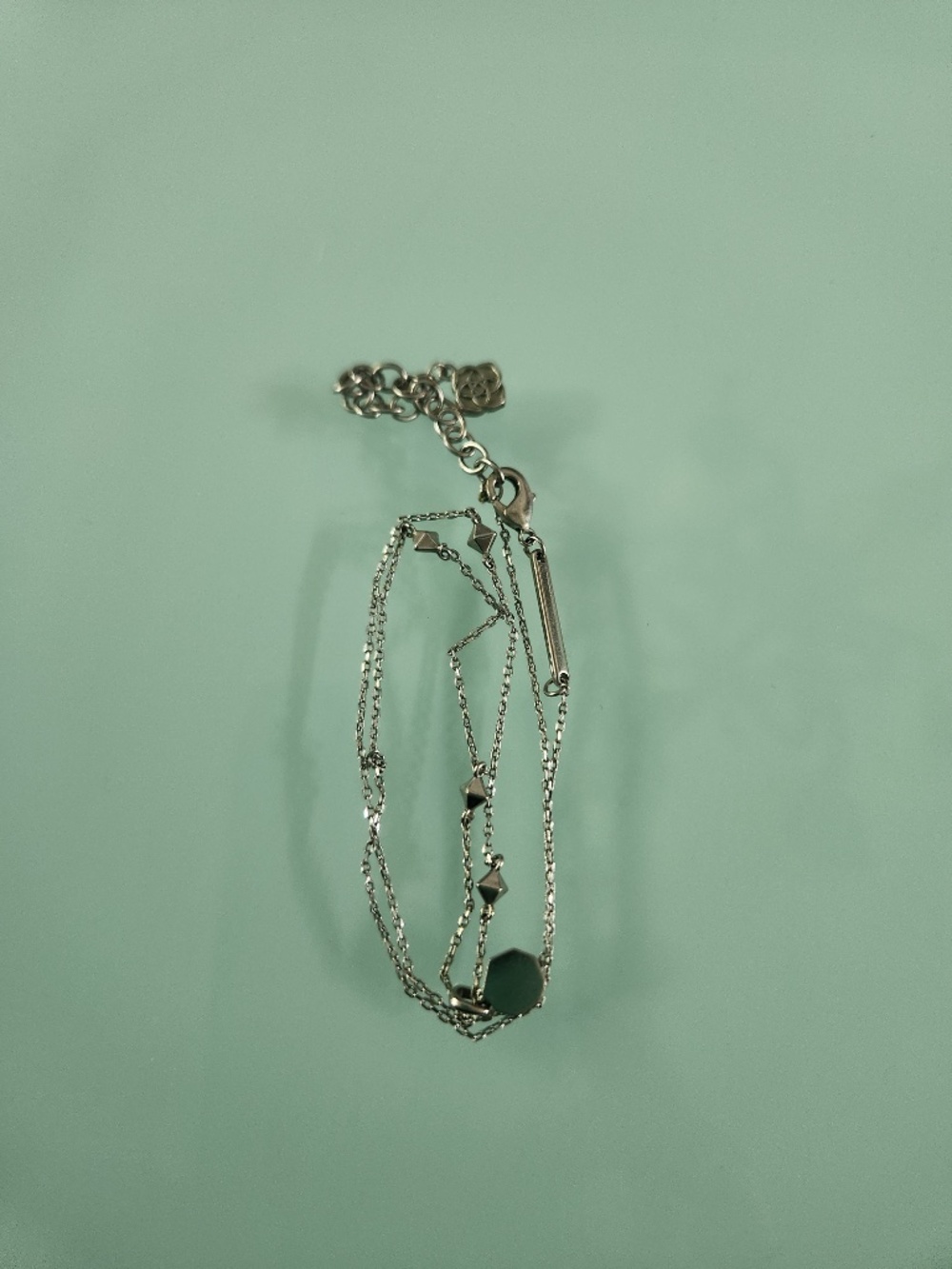 Kendra Scott Nola Necklace, Rhodium, Light Blue Kyocera Opal, preloved - Picture 4 of 9
